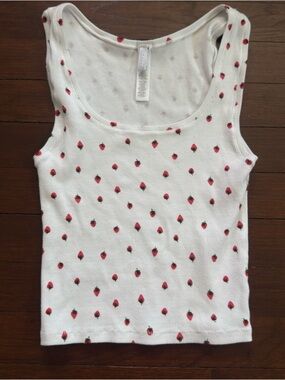 Skims Strawberry Cotton Rib Tank Medium NWOT